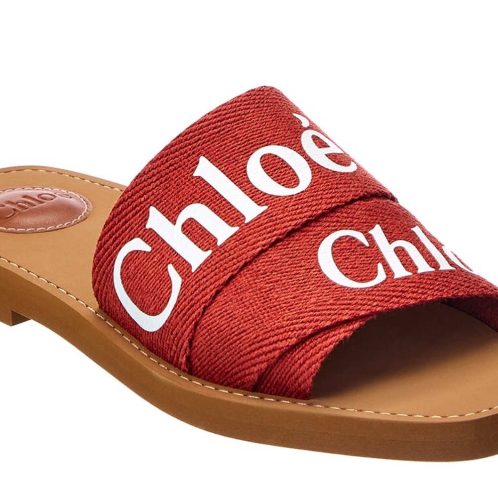 Chloe woody logo slide sandals